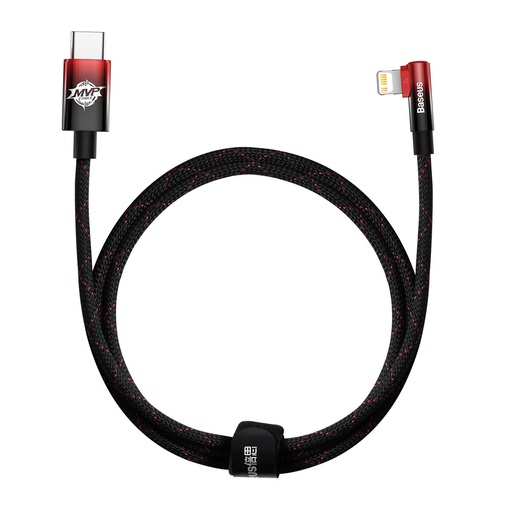 Angular Power Delivery cable with USB-C Iphone Lightning side connector 1m 20W red