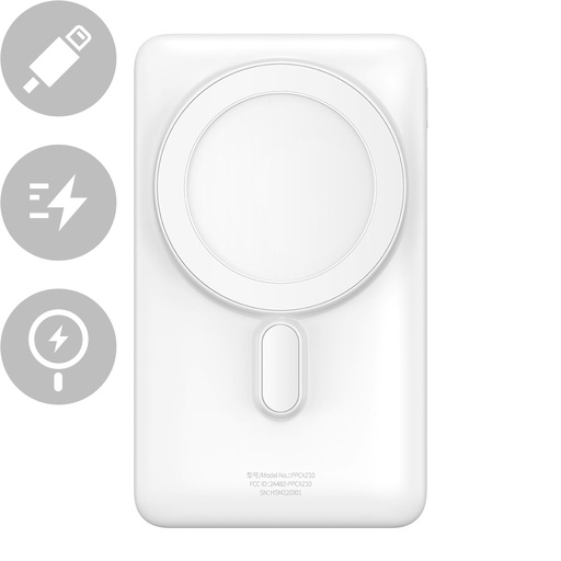 Powerbank with wireless charging MagSafe 10000mAh 20W USB-C cable 0.5m white