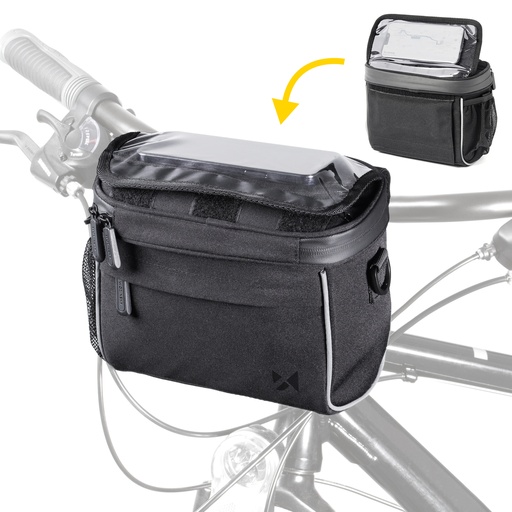 Bike handlebar bag for navigation with shoulder strap black