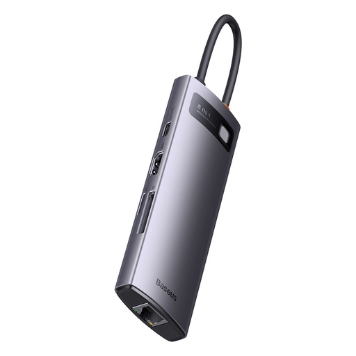StarJoy HUB 8in1 USB-C 3xUSB HDMI RJ45 SD and TF PD card reader grey