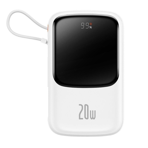 Powerbank with fast charging 10000mAh 20W QC-PD-SCP-FCP Iphone Lightning cable white