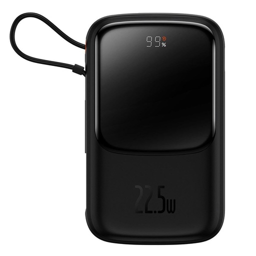 Powerbank ar ātru uzlādi 10000mAh 22,5W QC-PD-SCP-FCP USB-C kabelis melns