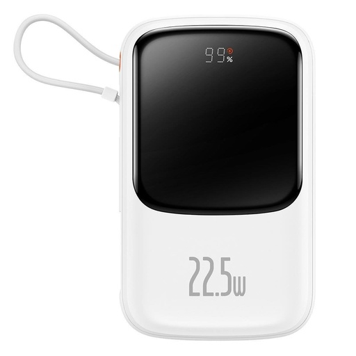 Powerbank with fast charging 10000mAh 22.5W QC-PD-SCP-FCP USB-C cable white