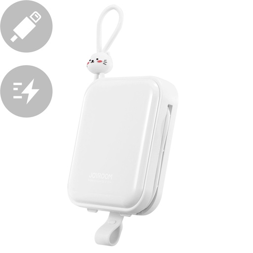 Powerbank with stand USB-C cable and Iphone Lightning Cutie Series 10000mAh 22.5W white