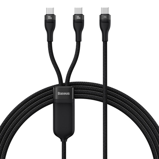 Flash Series 2-in-1 USB-C 2xUSB-C 100W fast charging cable 1.5m black