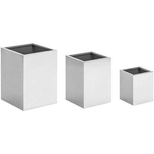 Set of 3 square pots 20x20 cm 27x27 cm 32x32 cm - stainless steel