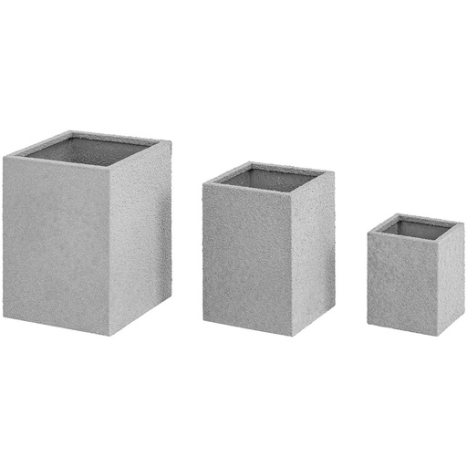 Set of 3 square flower pots for orangery terrace - stainless steel with sandstone
