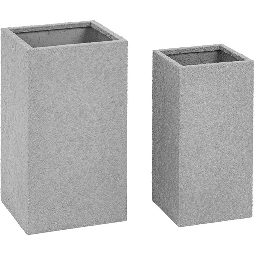 Set of 2 square flower pots for orangery terrace - stainless steel with sandstone