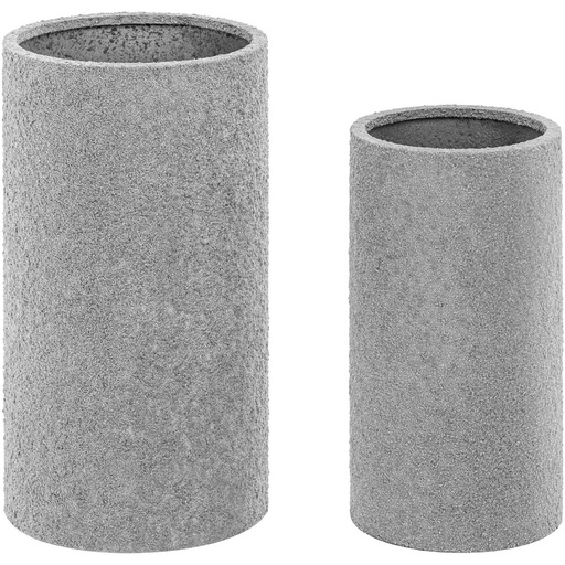 Set of 2 round pots for terrace balcony - corten steel with sandstone