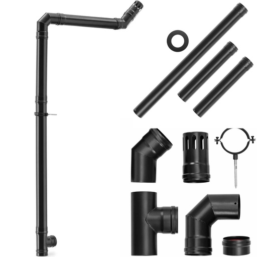 Set of chimney pipes for pellet stove made of carbon steel diameter 80 mm.