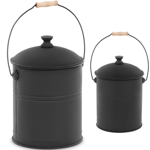Metal ash bucket with lid and handle 14 l