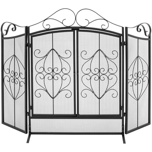 Fireplace screen decorated openable 3-part 150 x 83 cm