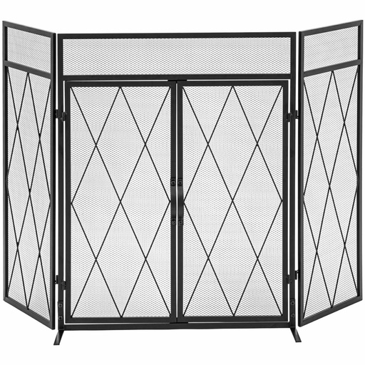 Fireplace screen decorated with door 3 parts 127 x 80 cm