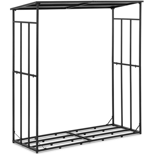 Outdoor metal firewood rack with roof up to 300 kg 161 x 65 x 177 cm