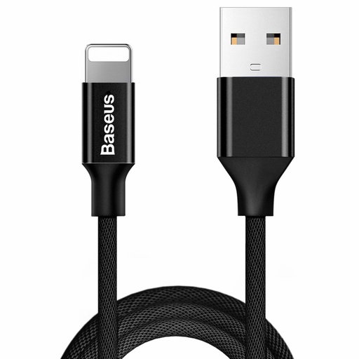 Pīts tekstila kabelis USB - iPhone Lightning 1,8 m - melns