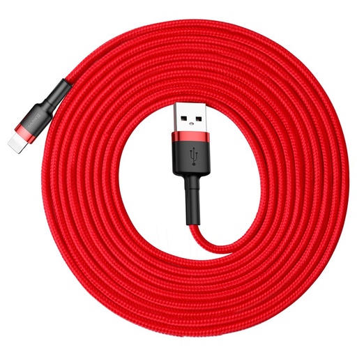 Patvarus nailono kabelis USB - iPhone Lightning QC3 kabelis 3 m - raudonas