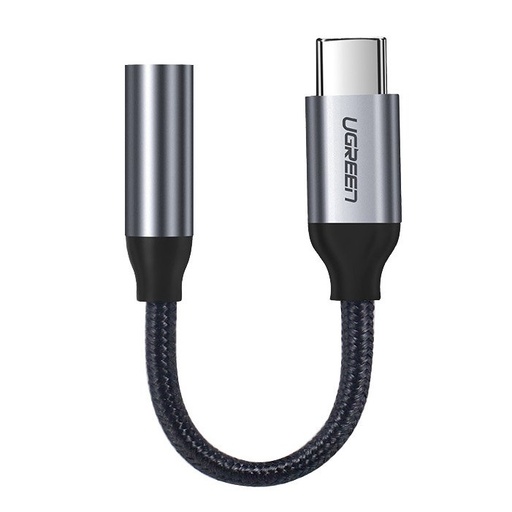 Austiņu adapteris no Mini Jack 3,5 mm uz USB-C 10 cm - pelēks