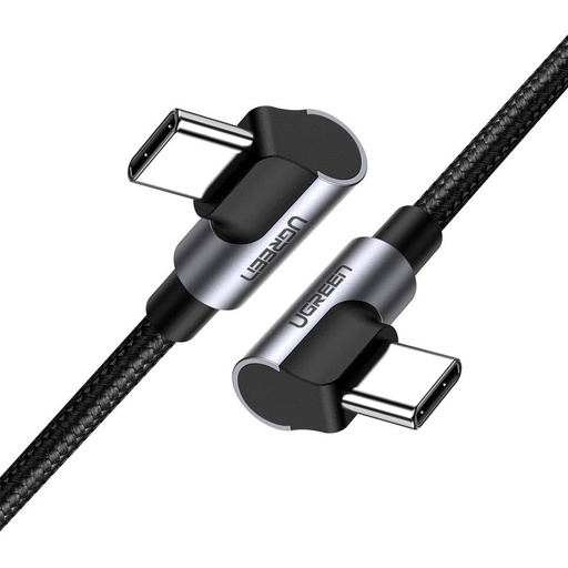 1 m ilgio šoninio kampo kabelis iš USB-C į USB-C "Quick Charge" - pilkas