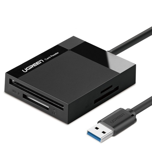Atminties kortelių skaitytuvas SD / micro SD / CF / MS kištukas USB 3.0 - juodas