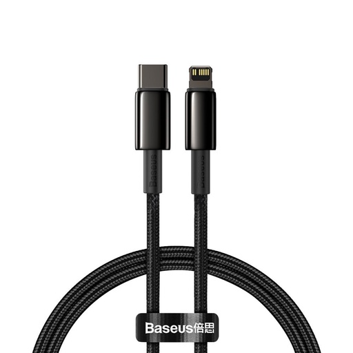 Cable iPhone USB-C - Lightning fast charging cable 20W 1m - all black