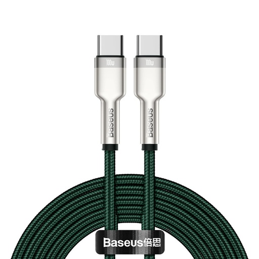 Cable USB-C - USB-C Cafule Metal Data Power Delivery cable 100W 2m - green