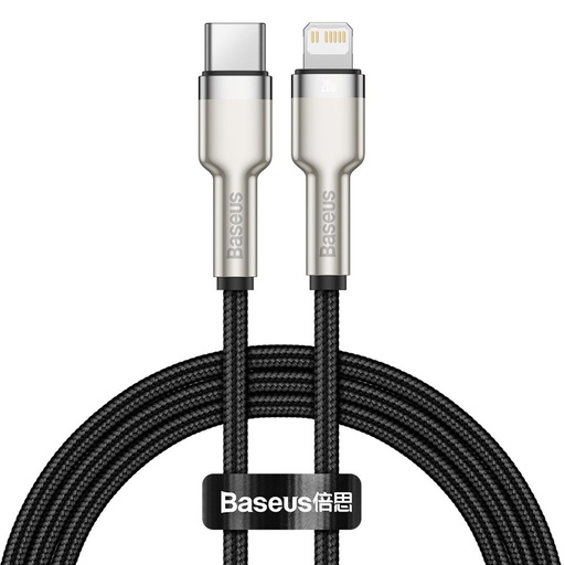 Cable iPhone cable USB-C - Lightning Cafule Metal Data Power Delivery 20W 1m - black