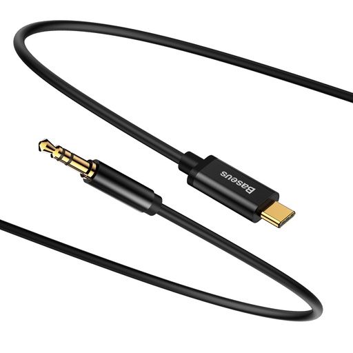 Stereo audio kabeļa adapteris AUX 3.5mm Mini Jack - USB-C 120cm - melns
