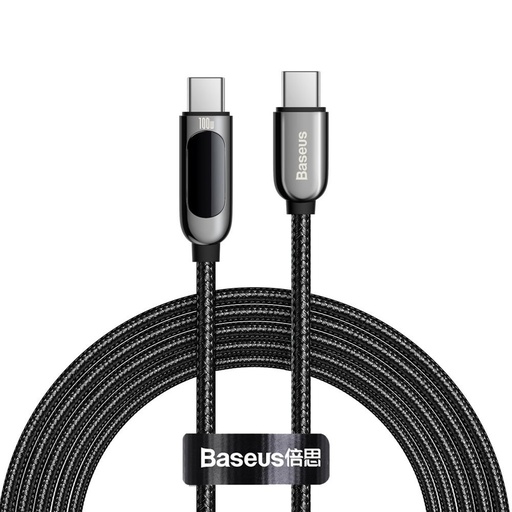 USB-C - USB-C kabelis su galios matuoklio ekranu 2 m - juodas