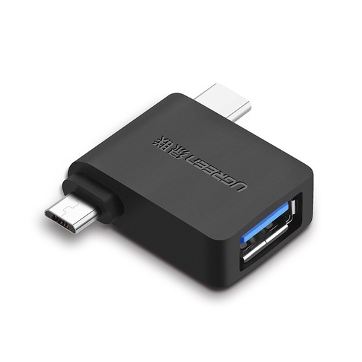 OTG 2in1 USB uz USB-C / micro USB adapteris - melns