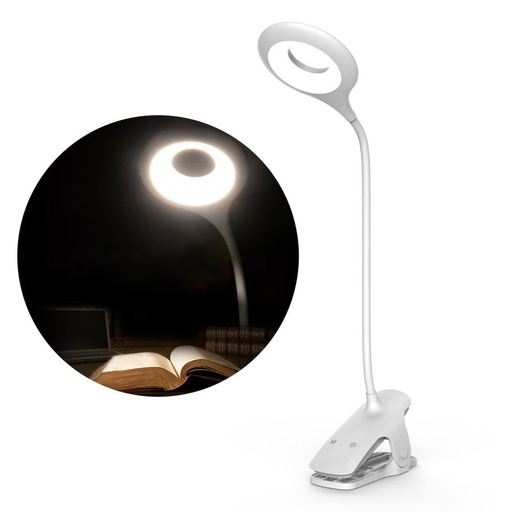 Belaidė LED kosmetinė darbo skaitymo lemputė + mikro USB kabelis - balta