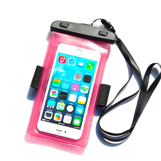 Vandeniui atsparus PVC telefono dėklas - rožinis