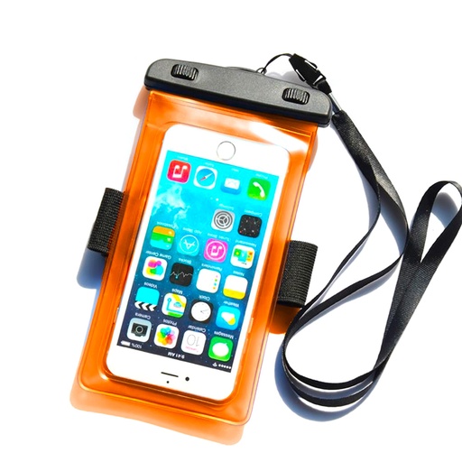Vandeniui atsparus telefono dėklas su PVC dirželiu - oranžinis