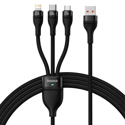 Kabelis 3v1 USB uz USB-C / iPhone Lightning / micro USB 1,2 m - melns
