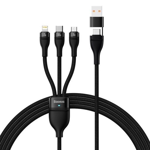 Kabelis 4in1 USB+USB-C uz USB-C / iPhone Lightning / micro USB 1,2 m - melns