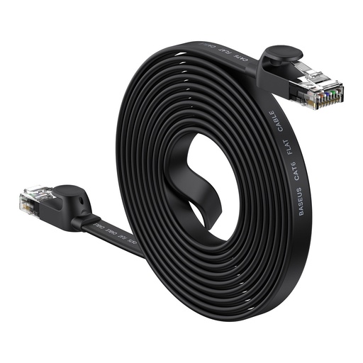 Patchcord RJ45 Speed Six 1000Mbps plakanais tīkla kabelis 10m - melns