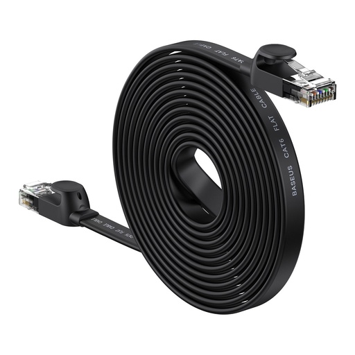 Patchcord RJ45 Speed Six 1000Mbps 15m plakans tīkla kabelis - melns