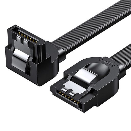 SATA leņķveida plakanais kabelis no 1.0-3.0 uz 5 Gb/s 0,5 m - melns
