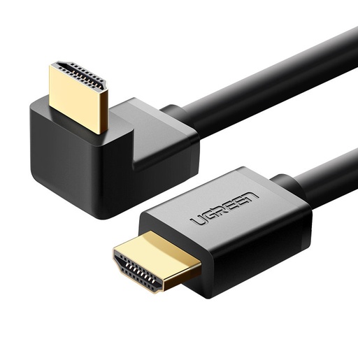 Kabeļa leņķis 90 grādi; HDMI 4K 30Hz 1m - melns