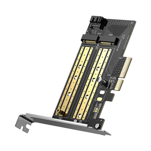 Paplašināšanas karte PCIe 3.0 x4 adapteris papildus divi M.2 M-Key un M.2 B-Key SSD slots