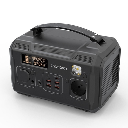 Portable travel powerbank 281Wh 300W LED power station - black