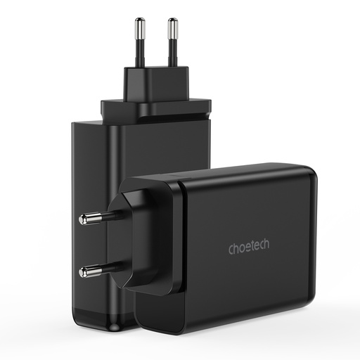 GaN 140W 4 port power supply charger 2x USB-C + 2x USB - black