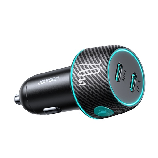 2x USB-C 70W dual car charger with LED backlight JR-CCN02 - black