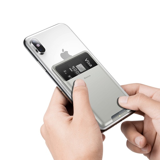 Self-adhesive phone case for credit card documents gray