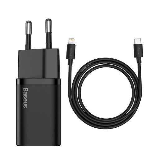 Greitasis įkroviklis "Iphone Super Si 1C 20W Power Delivery + USB-C - Lightning kabelis 1 m, juodas