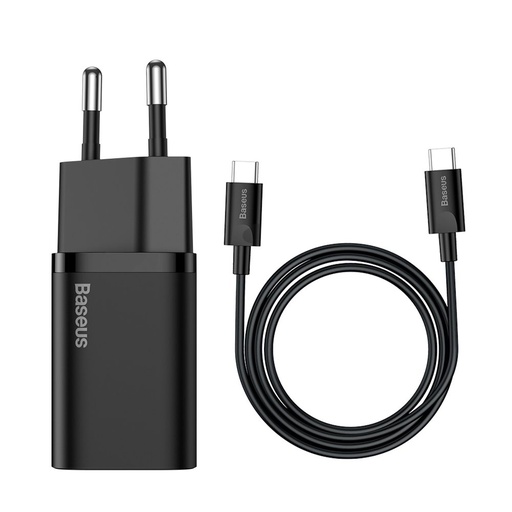 Super Si QC PD 25W 3A ātrais lādētājs + USB-C kabelis 1m melns