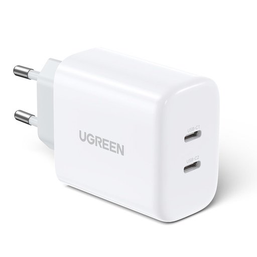 Telefono įkroviklis 2x USB-C 40W Power Delivery baltas