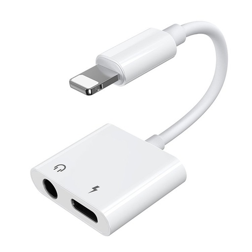 Adapteris ausinių daliklis "iPhone Lightning" - "Lightning" 3,5 mm mini lizdas, baltas