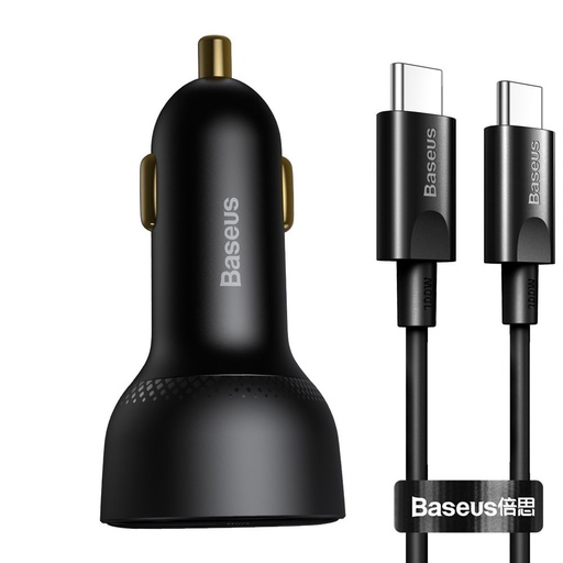"Superme" USB-C PPS QC PD greitasis automobilinis įkroviklis + 1 m ilgio laidas, juodas