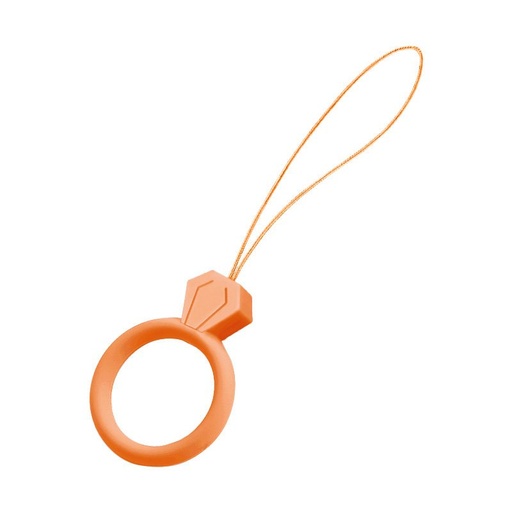 Silicone lanyard for phone pendant diamond ring finger orange