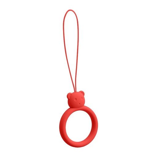 Silicone phone lanyard pendant bear ring finger ring red